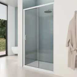 Porta doccia scorrevole per nicchia 120 cm in vetro temperato trasparente con profili bianchi - Teen