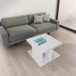 Tavolino 75x75 cm in legno bianco lucido - Tetris