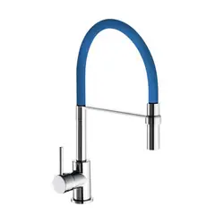 Miscelatore lavello con leva monocomando doccetta estraibile in gomma blu