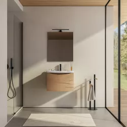 Mobile bagno sospeso 60 cm rovere con lavabo e specchio - Jasmine