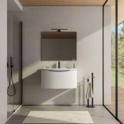 Mobile bagno sospeso 80 cm Jasmine effetto legno sbiancato con lavabo e specchio