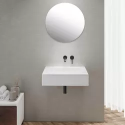 Lavabo 60x46 cm bianco effetto pietra - Ladoga Plus