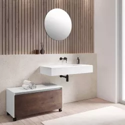 Top con lavabo 100x46 cm bianco effetto pietra - Ladoga Plus