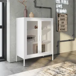 Armadietto 80x102h cm in acciaio verniciato bianco con 2 ante a rete - Cooki