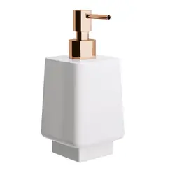 Dosasapone 250 ml dispenser ottone oro rosa e ceramica bianca - Dado di Lineabeta