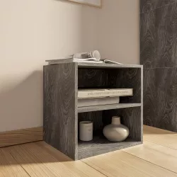 Cubo modulare grigio effetto legno con mensola - Puzzle