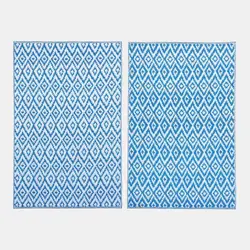 Tappeto rettangolare 120x180 cm in polipropilene bianco con rombi blu