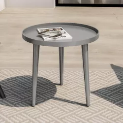 Tavolino rotondo 40 cm alluminio grigio opaco - Frammento