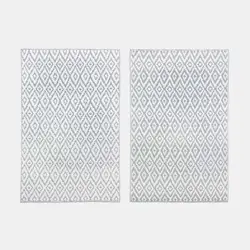 Tappeto da esterno 120x180 cm bianco e grigio pattern a rombi