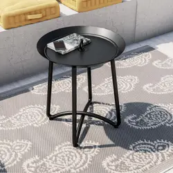 Tavolino tondo da giardino Ø 40 cm in metallo nero - Emoji