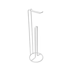Piantana arredo bagno 54h cm portarotolo con riserva in metallo bianco