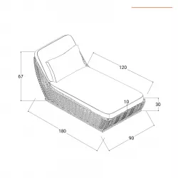 Divano letto da giardino in rattan naturale con cuscino ecrù - Matra