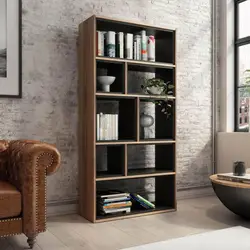 Libreria 90x53 cm in legno di acacia e metallo - Freia Acacia