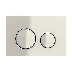 Placca di comando Geberit doppio tasto vetro grigio sabbia design cromo - Sigma50 round