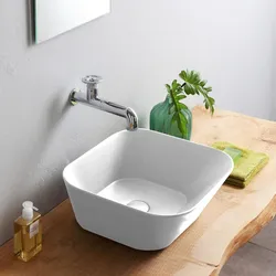 Lavabo da appoggio quadrato 42 cm ceramica bianco mattt - Wave di Simas