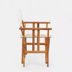 Set 2 sedie regista in legno di acacia e tela ecrù - Paja