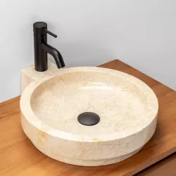 Lavabo da appoggio monoforo 40 cm in marmo crema - Artizan