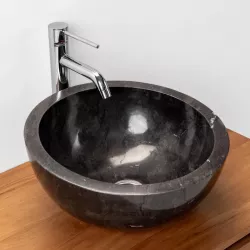 Lavabo da appoggio alto 40 cm in marmo nero - Artizan