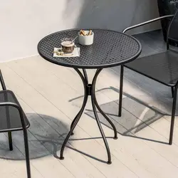 Tavolo da giardino rotondo 60 cm in metallo nero - Dama