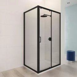 Box doccia angolare 80x105 cm scorrevole trasparente telaio nero - Nait