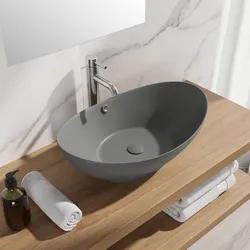 Lavabo ovale a bacinella 60x37 cm in ceramica grigio opaco - Cloe