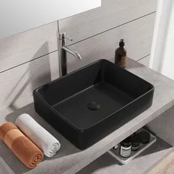 Lavabo d'appoggio in ceramica 48x37 cm nero opaco - Cloe