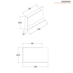 Mobile bagno sospeso 150 cm profondo 51,5 cm bianco sx e specchio -  Desiderato Plus