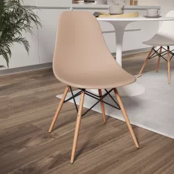 Sedia color cappuccino gambe in legno con rete metallica - Polar