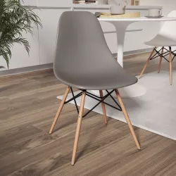 Sedia colore grigio gambe in legno con rete metallica - Polar