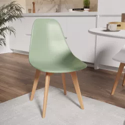 Sedia da interni verde con gambe in legno - Alborg