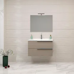 Mobile bagno sospeso 80 cm con lavabo effetto legno moka - Aliseo