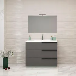 Mobile bagno 100 cm con specchio e lavabo finitura lino - Aliseo