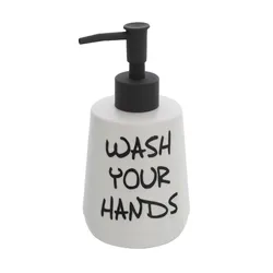 Dispenser sapone in ceramica bianco con beccucchio nero - Linea Wash