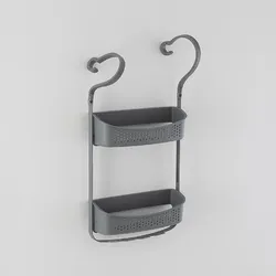 Mensola per doccia con ventose e 2 ripiani in pvc grigio - Linea Fox