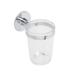 Portaspazzolini a muro in cromall con bicchiere in abs trasparente - Linea Idea