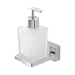 Dispenser sapone a muro in acciaio cromato e vetro satinato - Linea Velvet
