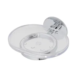 Portasapone a muro in cromall e piattino in abs trasparente - Linea Idea