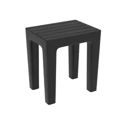 Sgabello multiuso in polipropilene nero con seduta effetto legno - Woody