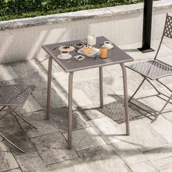 Tavolo da giardino 60x60 cm in metallo tortora - Dama