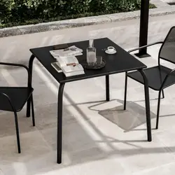 Tavolo da giardino 80x80 cm in metallo nero - Dama