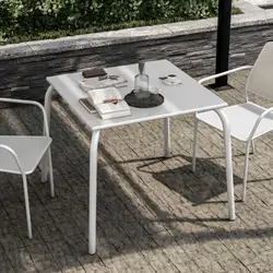 Tavolo da giardino 90x90 cm in metallo bianco - Dama