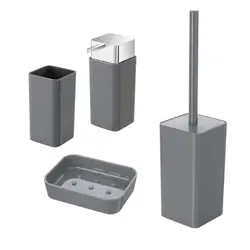 Set Accessori Da Bagno Da Appoggio Grigio Linea Star