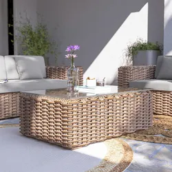 Tavolino da caffè 100x60 cm in rattan bianco - Daril