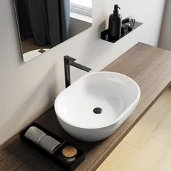 Lavabo d'appoggio con bordo slim 59x41 cm in ceramica bianco
