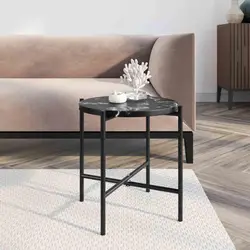 Tavolino in metallo effetto marmo nero - Astro