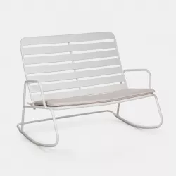 Sedia a dondolo in alluminio bianco con cuscino - Bice