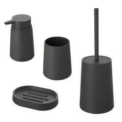 Set Bagno Wendy Meubetmoi - 4 Pezzi In Poliresina E Base Minerale, Design Classico Nero