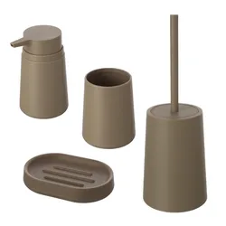 Set 4 accessori da bagno in resina tortora - Linea Pop