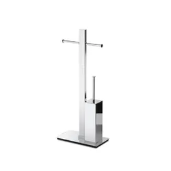 Piantana Gedy portarotolo e portascopino in ottone e acciaio inox - Bridge