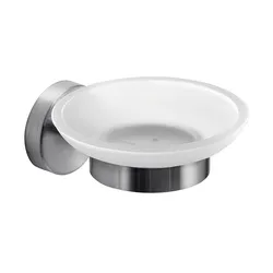 Portasapone a muro in acciaio inox spazzolato e vetro satinato - Project di Gedy